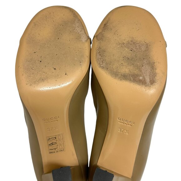 GUCCI Tan Leather Round Toe Pumps,  Size 37.5 - Picture 10 of 13